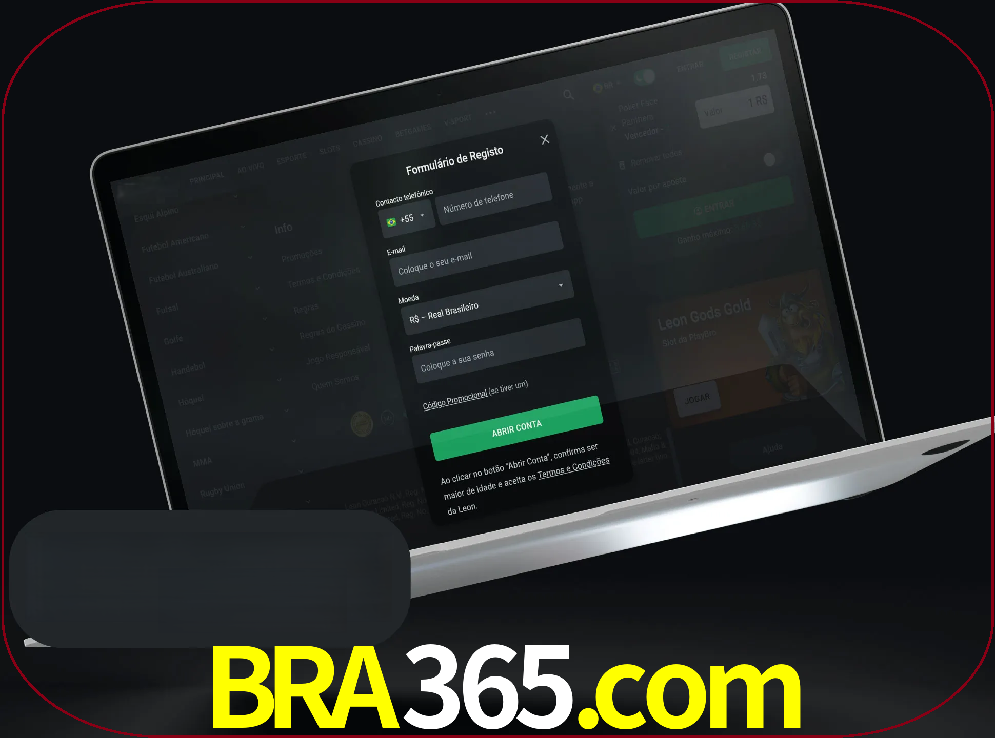 Abra o site da LeonBet e crie sua própria conta.
