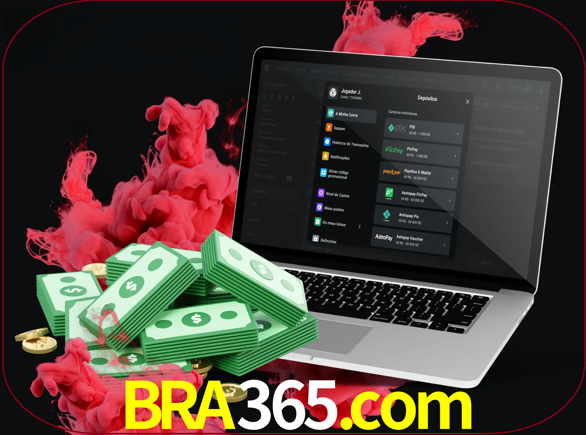Para efetuar um depósito na sua conta bra365, basta escolher o método de depósito e especificar o montante.