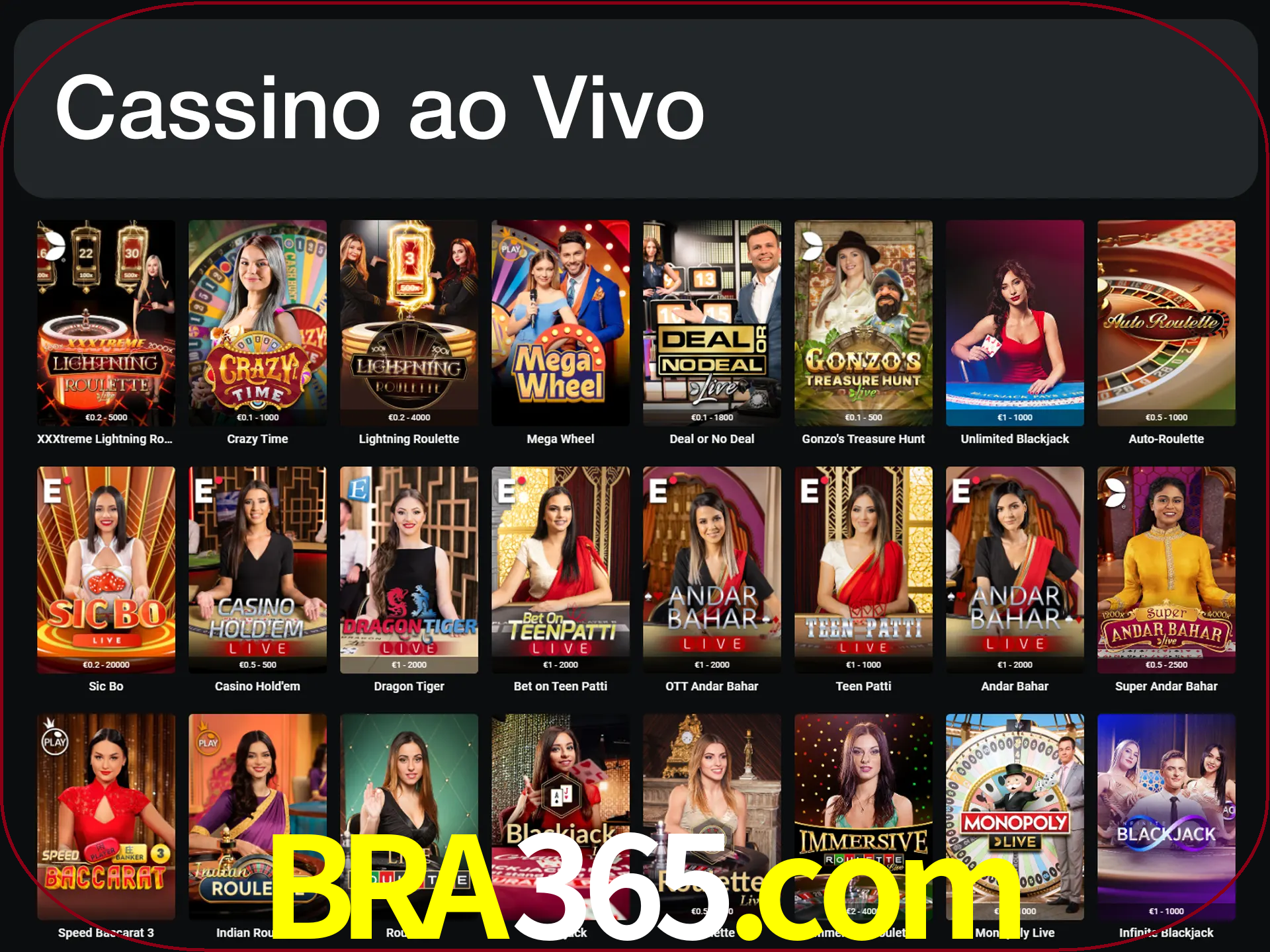 Jogue jogos de cassino com um verdadeiro dealer.